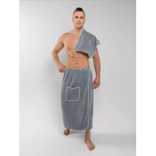 Мужской комплект для сауны Килт/Полоенце микрофибра цвет серый