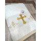 Крыжма для крещения Махра белая однотонное полотенце для крещения Ангел в золоте 70*140 см
