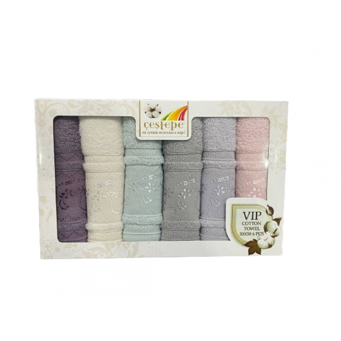Подарунковий комплект рушників Махра Туреччина 30*50 см 6шт в комплекті