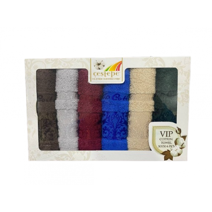 Подарунковий комплект рушників Махра Туреччина 30*50 см 6шт в комплекті