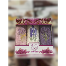 Подарунковий набір кухонних рушників Махра в упаковці 3 шт Туреччина 30*50 см Лаванда