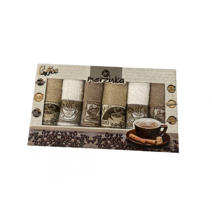 Комплект кухонних рушників 40*60 Махра в упаковці 6 шт Coffee