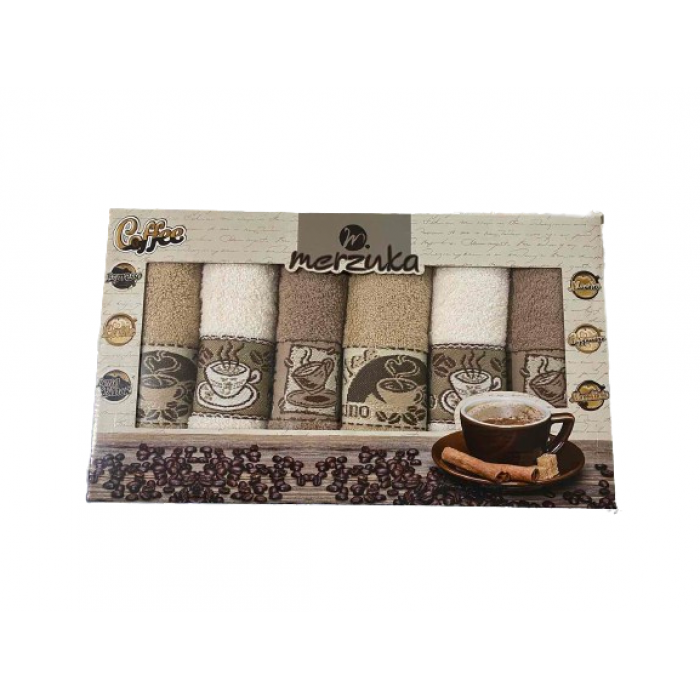 Комплект кухонних рушників 40*60 Махра в упаковці 6 шт Coffee