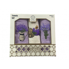 Подарунковий набір кухонних рушників Вафельне полотно 3 шт Туреччина 40*60 см Лаванда