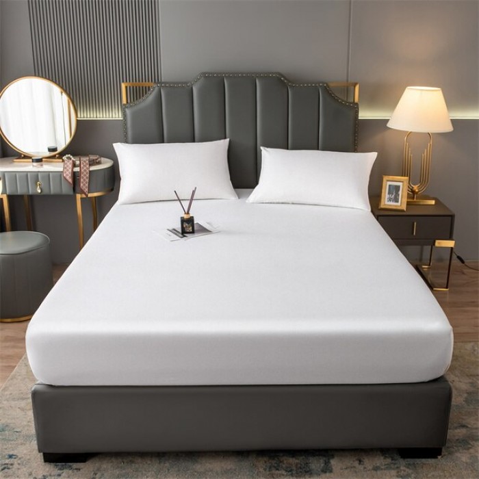 Простынь на резинке с наволочками 50*70 Наматрасник Сатин Турция