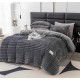 Постельное белье теплое велюровое полоска шарпей евро размер 200х230 см цвет графит